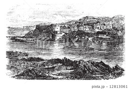 Attock or Campbellpur, Punjab, Pakistan. Vintage engraving. Attock or Campbellpur, Punjab, Pakistan. Vintage engraving. 12813061