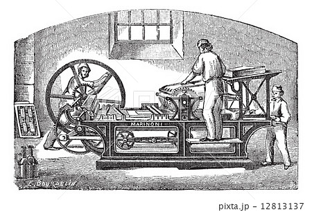 Marinoni printing press vintage engraving 12813137