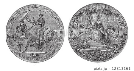 Great Seal of England by Queen Victoria vintage engraving. Great Seal of England by Queen Victoria vintage engraving. 12813161