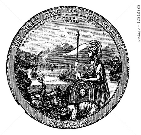 California , Seal, vintage engraving. 12813338