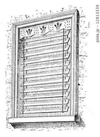 Jalousie window, vintage engraving. 12813339