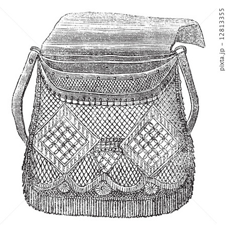 Fisherman's Bag, vintage engraving 12813355