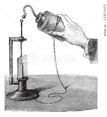 Leyden Jar, vintage engraved illustration 12813455