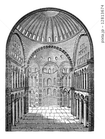 Interior View Of Hagia Sophia In Istanbul のイラスト素材