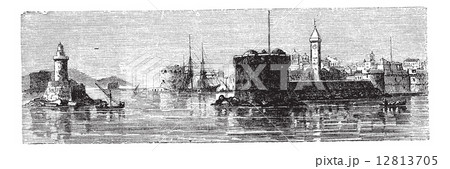 Civitavecchia, in Lazio, Italy, vintage engraving 12813705