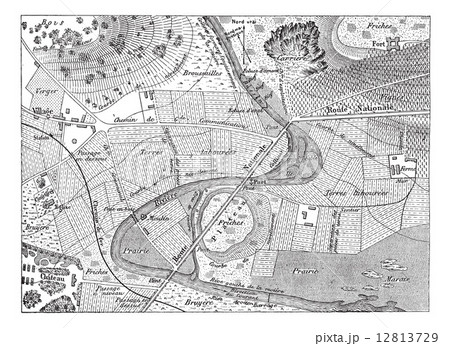 Topographical Map, vintage engraving Topographical Map, vintage engraving 12813729