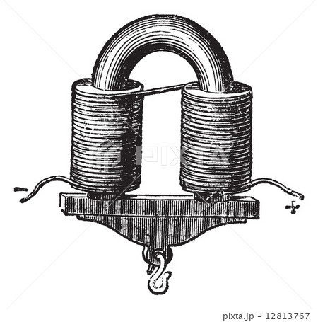 U-shaped Electromagnet, vintage engraved illustration 12813767