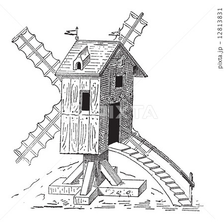 Wooden Mill, vintage engraving 12813831