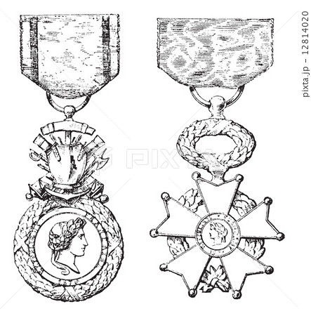 Military Medal, Cross of the Legion of Honor, vintage engraving 12814020
