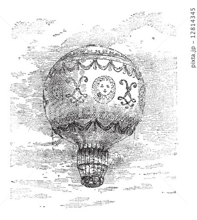 Montgolfier Hot Air Balloon, vintage engraving Montgolfier Hot Air Balloon, vintage engraving 12814345
