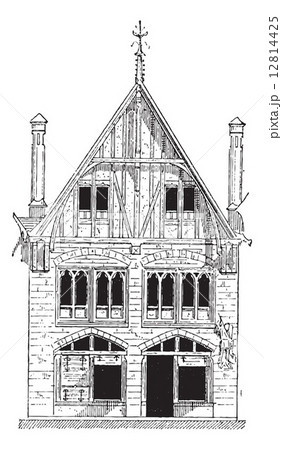 Chateaudun House in Eure-et-Loir in Centre, France, vintage engr 12814425