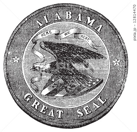 The Great Seal of the State of Alabama vintage engraving. 12814470