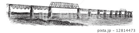 Viaduct Bridge at Louisville, Kentucky, Ohio, USA, vintage engra 12814473