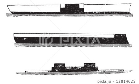 HMS Invincible, HMS Lord-Clyde, and HMS Cerberus, vintage engrav 12814625