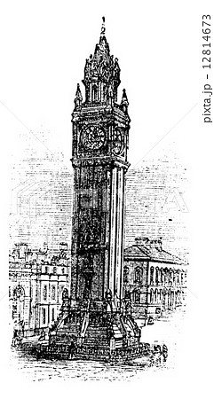 Albert Memorial Clock, in Belfast, Ireland vintage engraving Albert Memorial Clock, in Belfast, Ireland vintage engraving 12814673