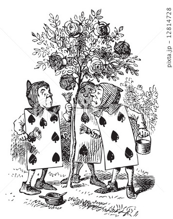 Two, Five and Seven painting the rosebush - Alice in Wonderland 12814728