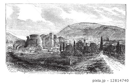 The ruins of Pergamon or Pergamum in Turkey vintage engraving The ruins of Pergamon or Pergamum in Turkey vintage engraving 12814740