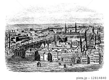 Grand Mosque in Mecca, vintage engraving 12814840