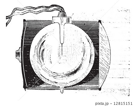 Electric tealight, vintage engraving. 12815151
