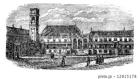 University of Coimbra, in Coimbra, Portugal, vintage engraving 12815178