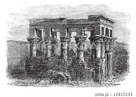 Temple of Isis at Philae, vintage engraving 12815233