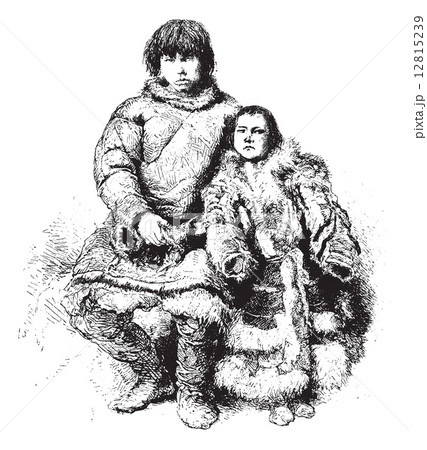 Spitsbergen, Ships trapped in the ice, vintage engraving. 12815239