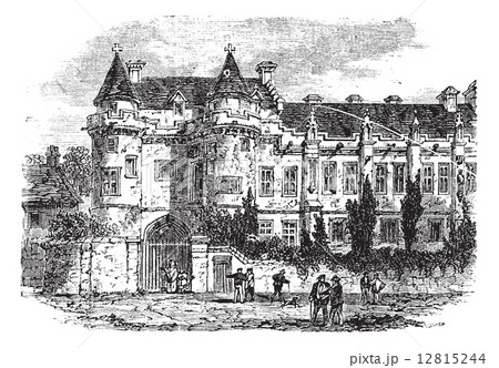 Falkland Palace in Fife, Scotland, United Kingdom, vintage engra Falkland Palace in Fife, Scotland, United Kingdom, vintage engra 12815244