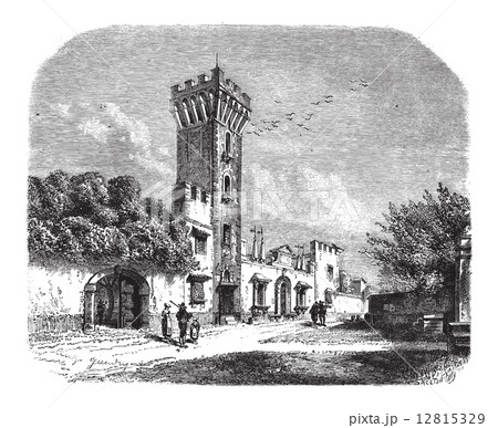 Tower at Panciatichi Palace, vintage engraving Tower at Panciatichi Palace, vintage engraving 12815329