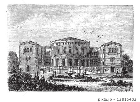 Storting or Parliament of Norway, in Oslo, Norway vintage engrav 12815402