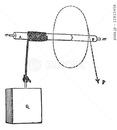 Winch, vintage engraving. 12815456