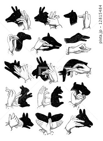 Shadows of the hand. - Reindeer, chamois, sheep, camel, pig, goo Shadows of the hand. - Reindeer, chamois, sheep, camel, pig, goo 12815484