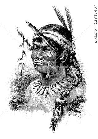 Coreguaje Indian of Amazonas, Brazil, vintage engraving 12815497
