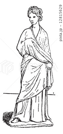 Tanagra statuette vintage engraving 12815629