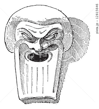 Greek Clay Mask, vintage engraving 12815646