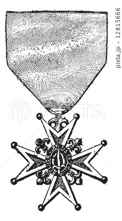 Cross of the Order of Saint-Louis, vintage engraving 12815666