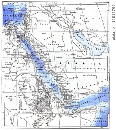 Red Sea map, vintage engraving. 12815799
