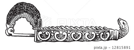 Greek fibula (brooch) vintage engraving 12815891