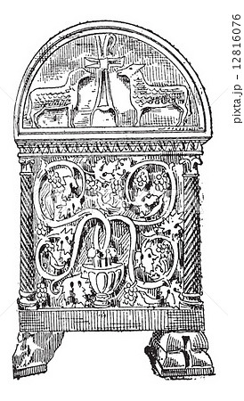 Sarcophagus of Byzantine style vintage engraving 12816076