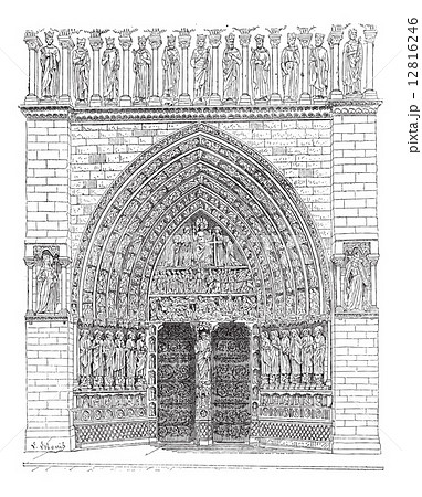 Door, Middle of the front Of Notre-Dame de Paris or Notre Dame C 12816246