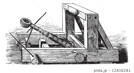 Catapult or Slingshot vintage engraving 12816281