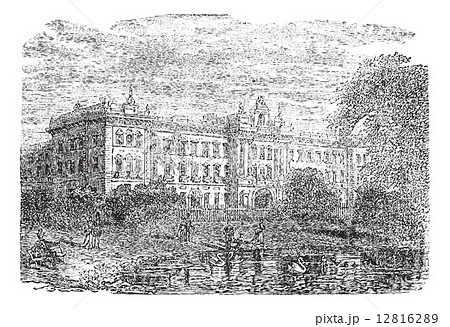 Buckingham Palace or Buckingham House in London England vintage 12816289