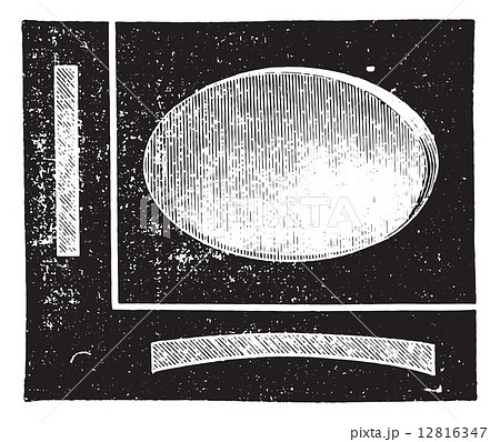 Concave cylindrical lens, vintage engraving 12816347