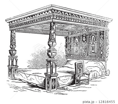 Great Bed of Ware, vintage engraving 12816455