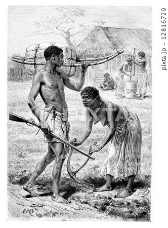 Man and Woman from Bie in Angola, Southern Africa, vintage engra Man and Woman from Bie in Angola, Southern Africa, vintage engra 12816729