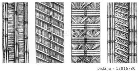 Roofing equipment used in the Pampa del Sacramento, vintage engr 12816730