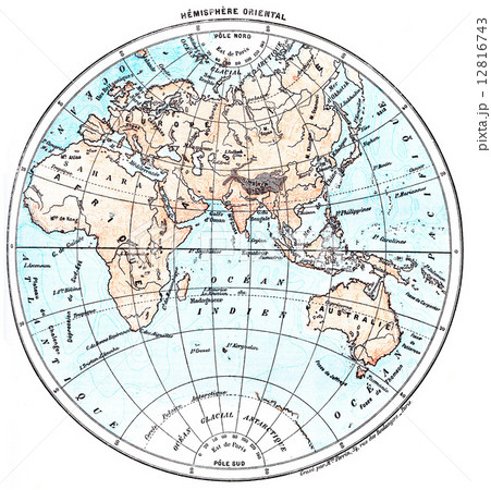 Earth, eastern Hemisphere, vintage engraving. 12816743