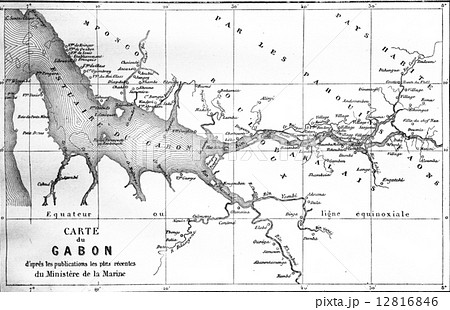 Map of Gabon, vintage engraving. 12816846