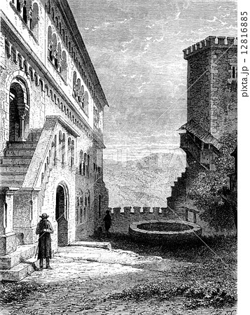Inside the Wartburg, vintage engraving. Inside the Wartburg, vintage engraving. 12816885