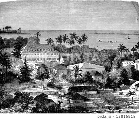 Tahiti. Government Palace. Barracks of marines. House of the for 12816918