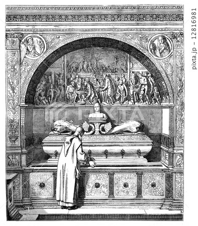 The fountain of the Monks, has the Certosa of Pavia. - Drawing o 12816981